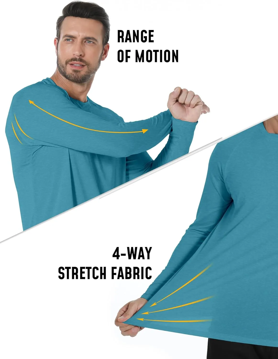 4 Pack Mens Long Sleeve Tee Shirts UPF 50  Rash Guard Quick Dry Fit Workout Gym Fishing Athletic Tshirt