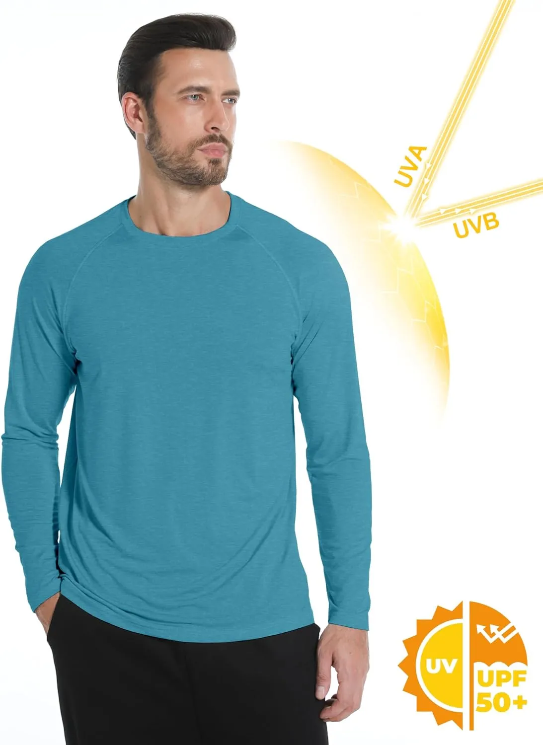 4 Pack Mens Long Sleeve Tee Shirts UPF 50  Rash Guard Quick Dry Fit Workout Gym Fishing Athletic Tshirt