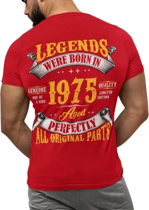 50th Birthday Shirt for Men, Legends were Born in 1975, Vintage 50 Years Old T-Shirt, Left Chest & Full Back Print
