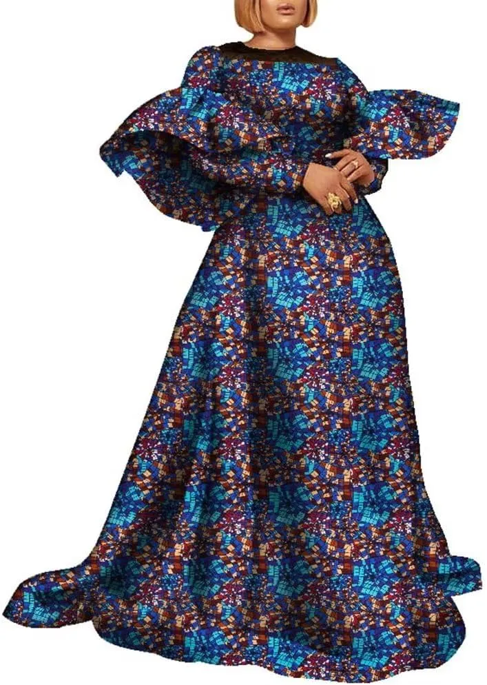 African Dresses for Women Beautiful Long Skirt Traditional Ankara Kente Print for Party Wedding