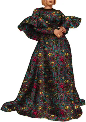 African Dresses for Women Beautiful Long Skirt Traditional Ankara Kente Print for Party Wedding