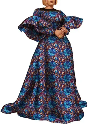 African Dresses for Women Beautiful Long Skirt Traditional Ankara Kente Print for Party Wedding