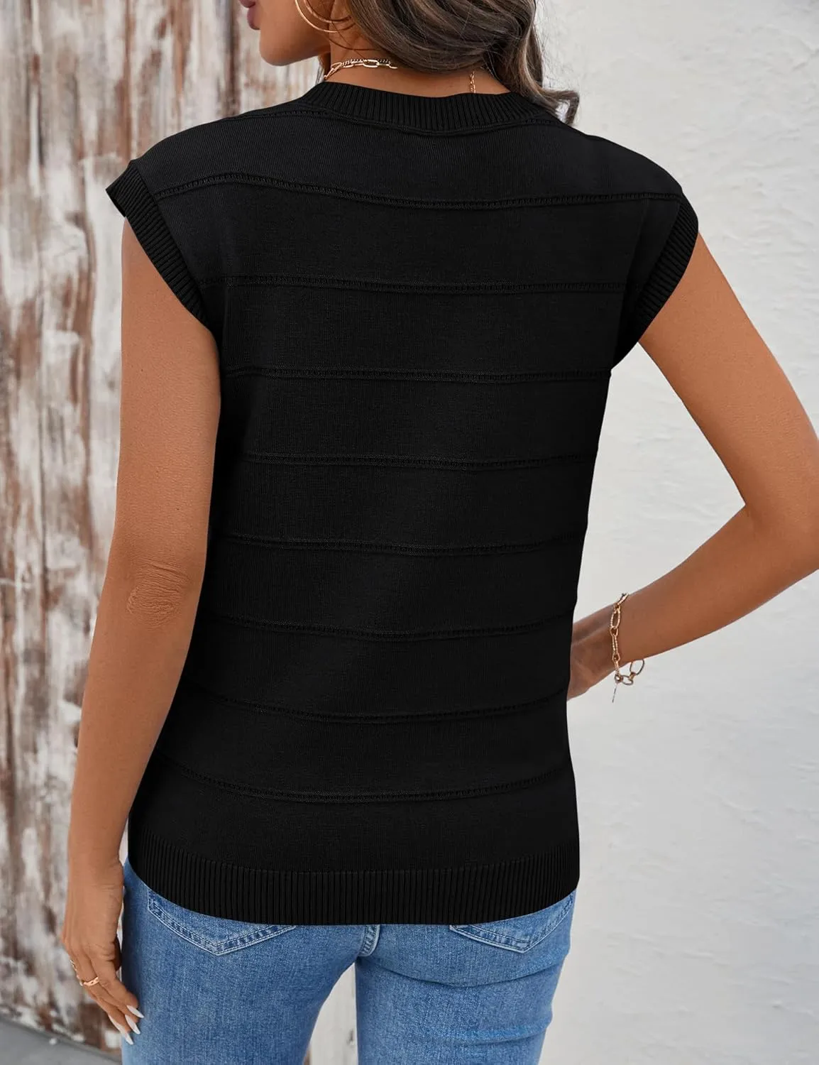 AKEWEI Sweater Vest Women Sleeveless Knitted V Neck Cap Sleeve Pullover Tank Tops 2025 Summer Fall Fashion Causal Trendy