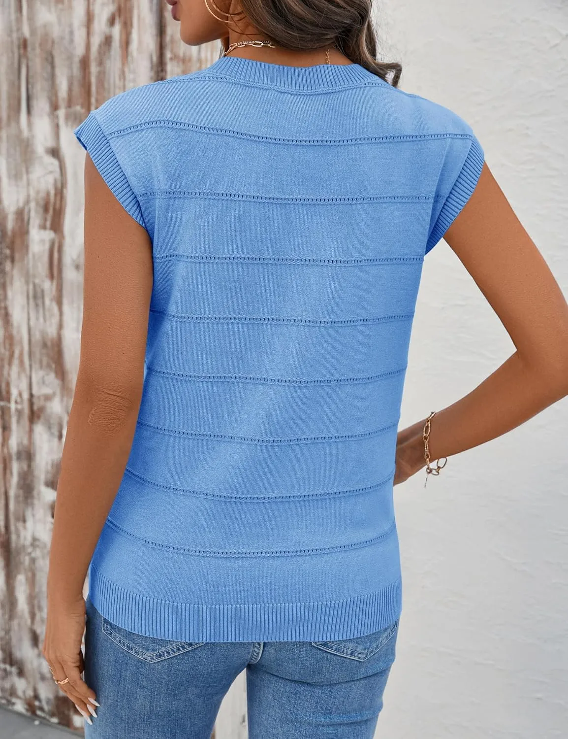 AKEWEI Sweater Vest Women Sleeveless Knitted V Neck Cap Sleeve Pullover Tank Tops 2025 Summer Fall Fashion Causal Trendy