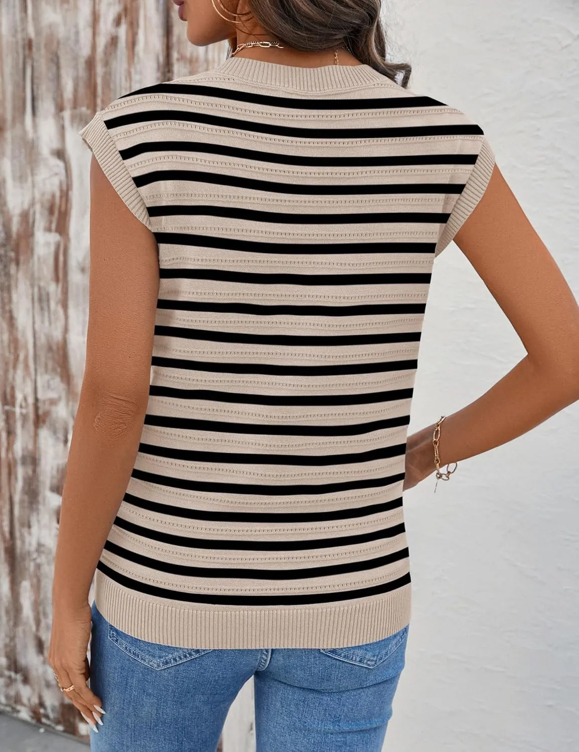 AKEWEI Sweater Vest Women Sleeveless Knitted V Neck Cap Sleeve Pullover Tank Tops 2025 Summer Fall Fashion Causal Trendy