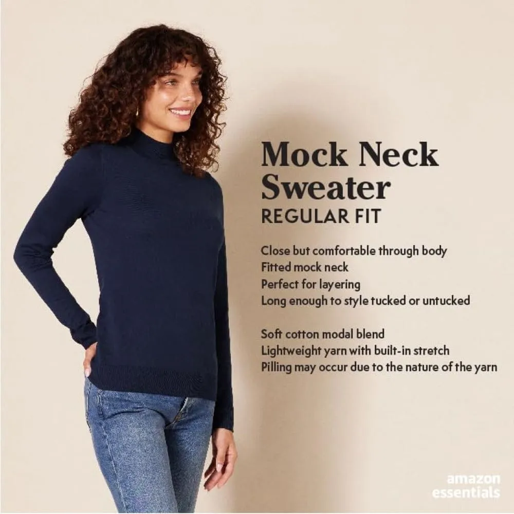 Amazon Essentials Women's Lightweight Mockneck Sweater (Available in Plus Size)