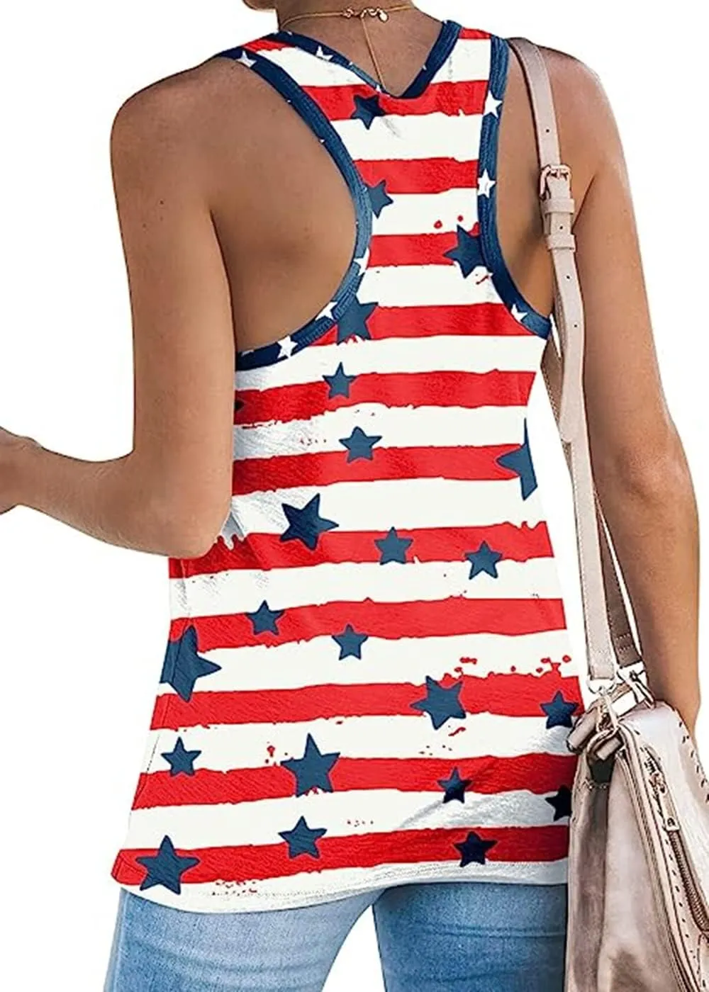 American Flag Tank Tops Women 4th of July Patriotic Shirts Stars Stripes Print Sleeveless T-Shirt USA Flag Tee Tops