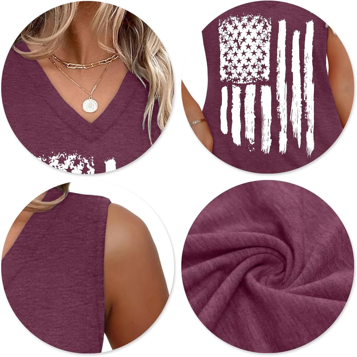 American Flag Tank Tops Women V Neck Patriotic Star Striped Shirt 4th of July Sequin Vest USA Girls Tee