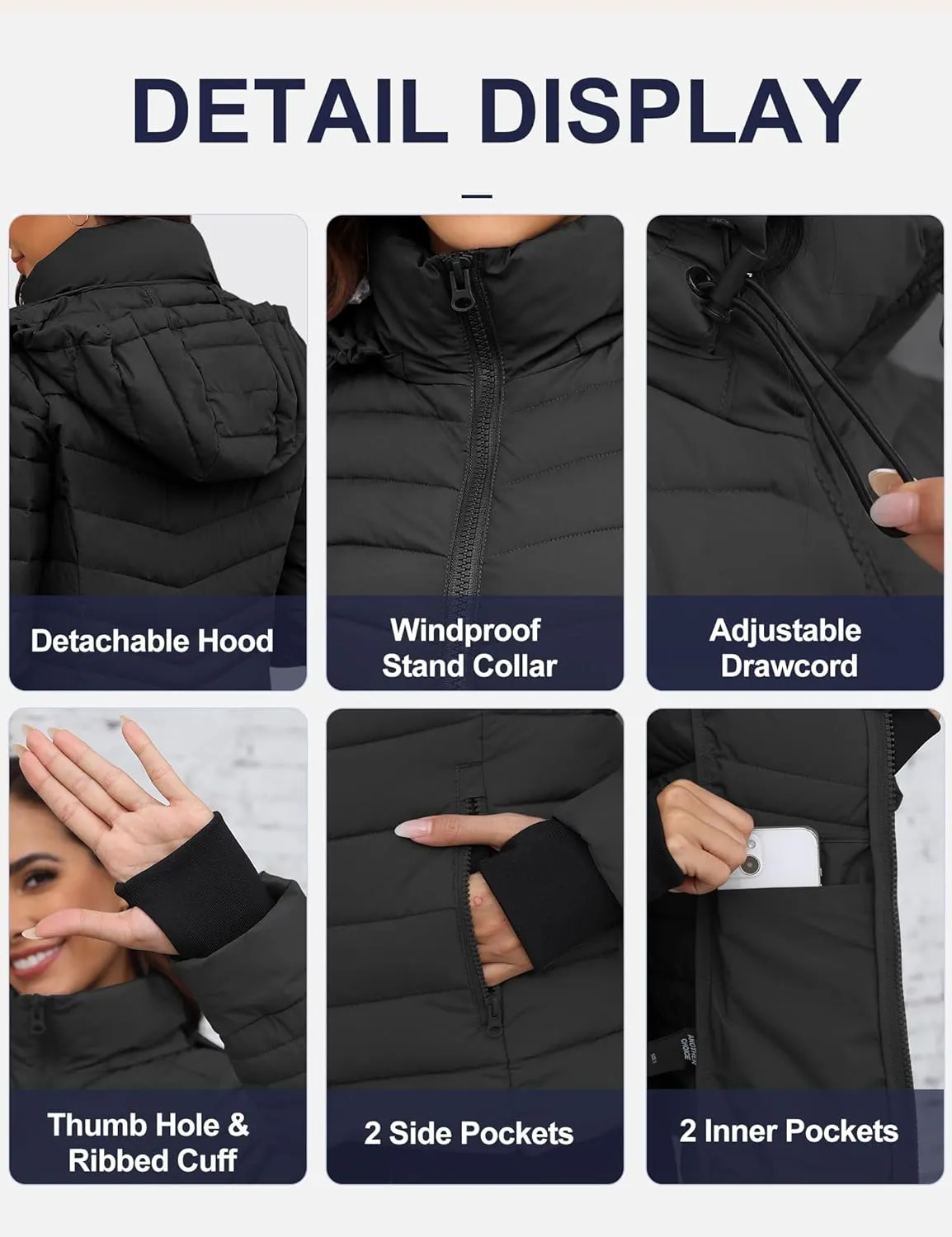 ANOTHER CHOICE Womens Packable Puffer Jacket, Lightweight Puffer Coat with Hood Winter Puffy Jacket for Women