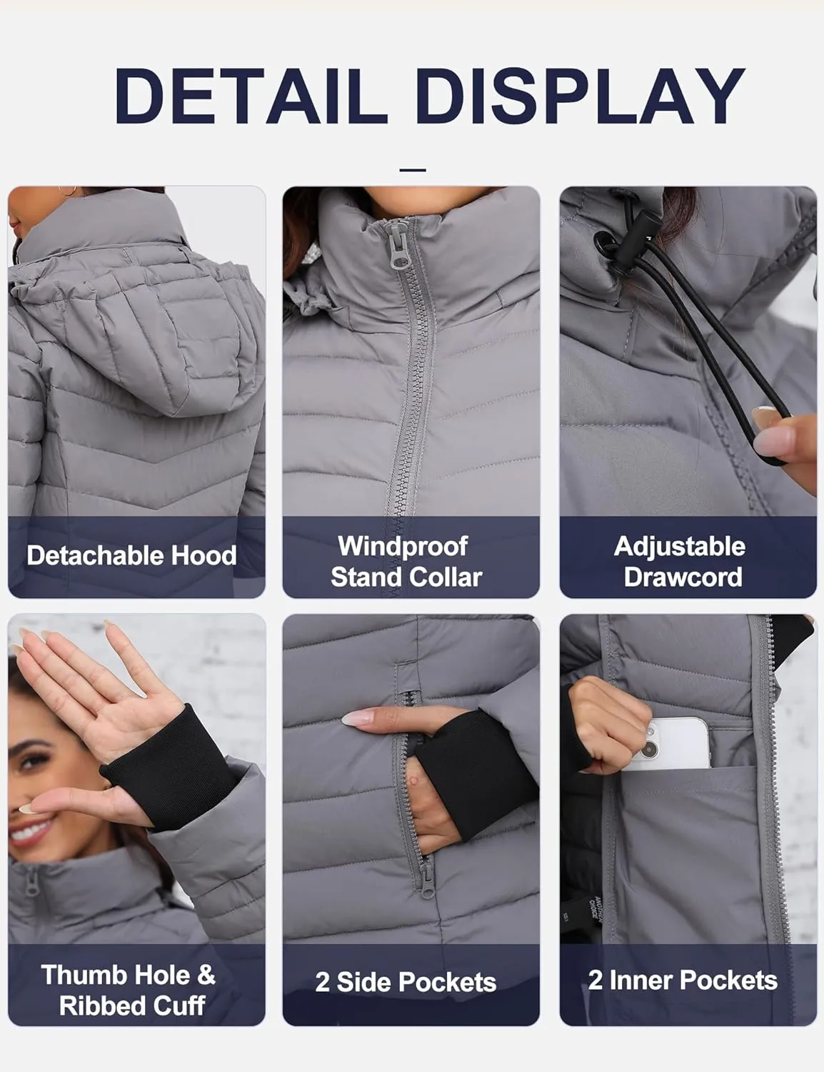 ANOTHER CHOICE Womens Packable Puffer Jacket, Lightweight Puffer Coat with Hood Winter Puffy Jacket for Women