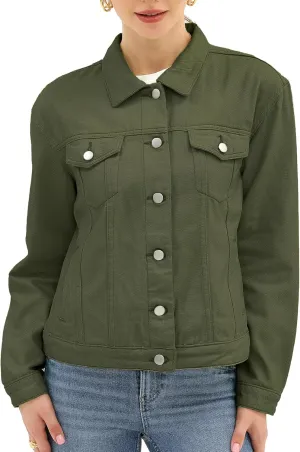 Argstar Denim Jacket for Women Button Up Long Sleeve with Pockets (Available in Inner Pockets)