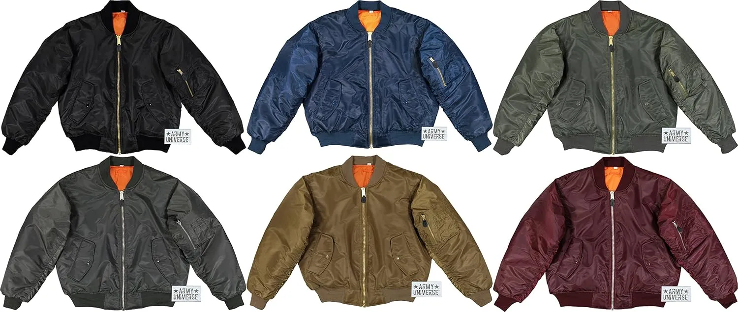 Army Universe MA-1 Bomber Flight Jacket Reversible Air Force Military Fighter Pilots Casual Insulated Tactical Coat