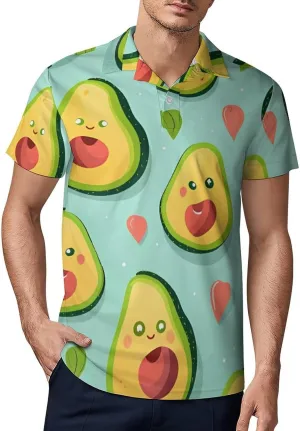 Avocado And Love Men's Polo Shirt Short Sleeve Casual Athletic Quick Dry Golf T-Shirts S