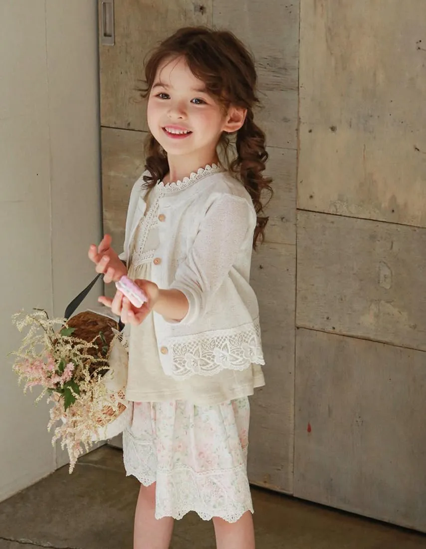 Baby Toddler Girls Cardigan Sweater Infant Bolero Shrug Kids Long Sleeve Button Closure Lace Dress Up Jacket Tops