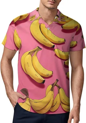 Bananas Fruit Men's Polo Shirt Short Sleeve Casual Athletic Quick Dry Golf T-Shirts