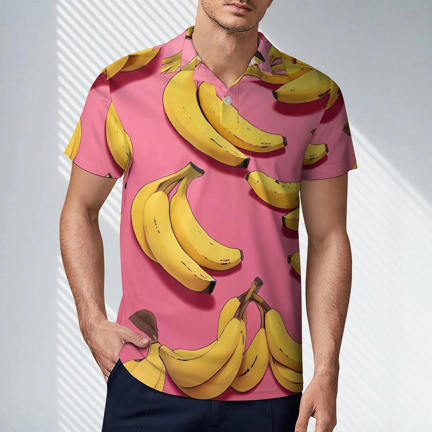 Bananas Fruit Men's Polo Shirt Short Sleeve Casual Athletic Quick Dry Golf T-Shirts
