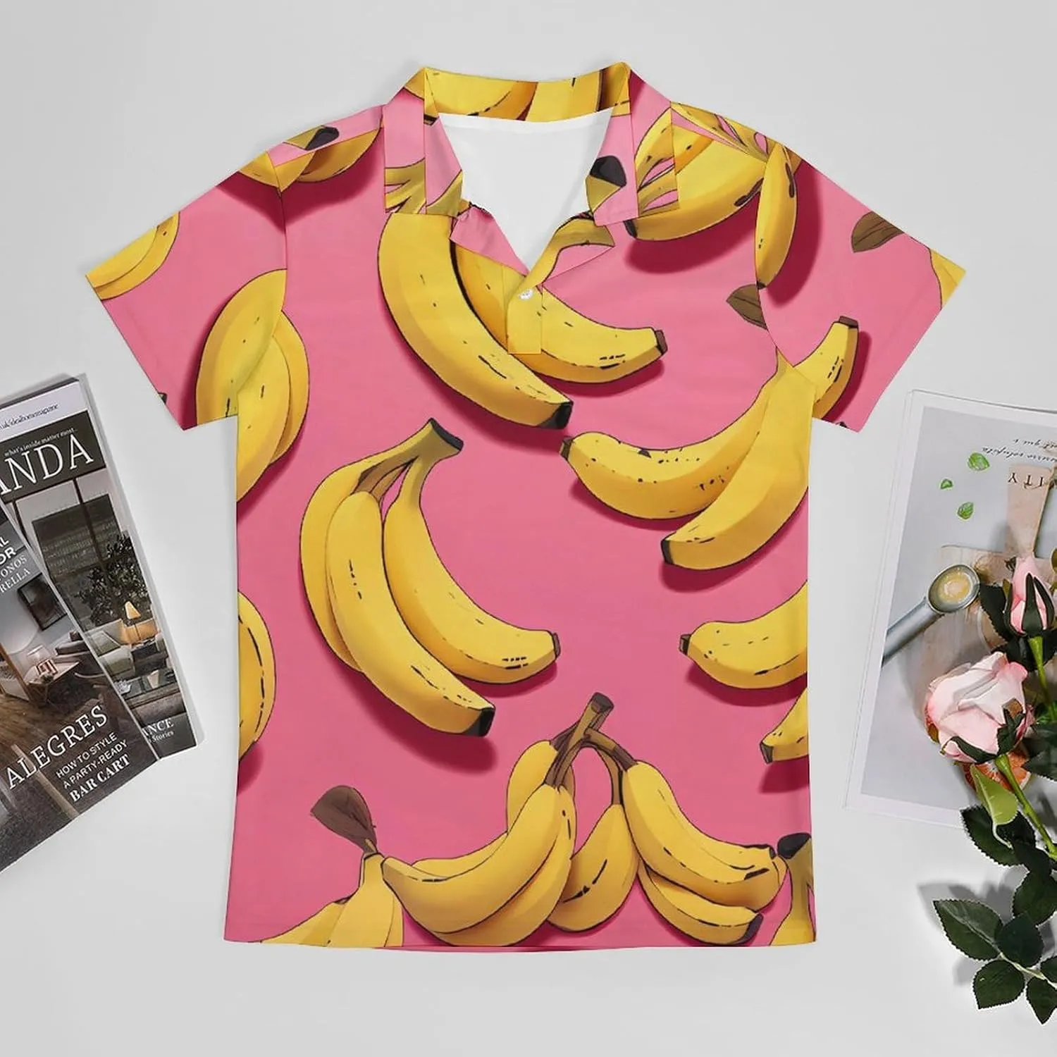 Bananas Fruit Men's Polo Shirt Short Sleeve Casual Athletic Quick Dry Golf T-Shirts