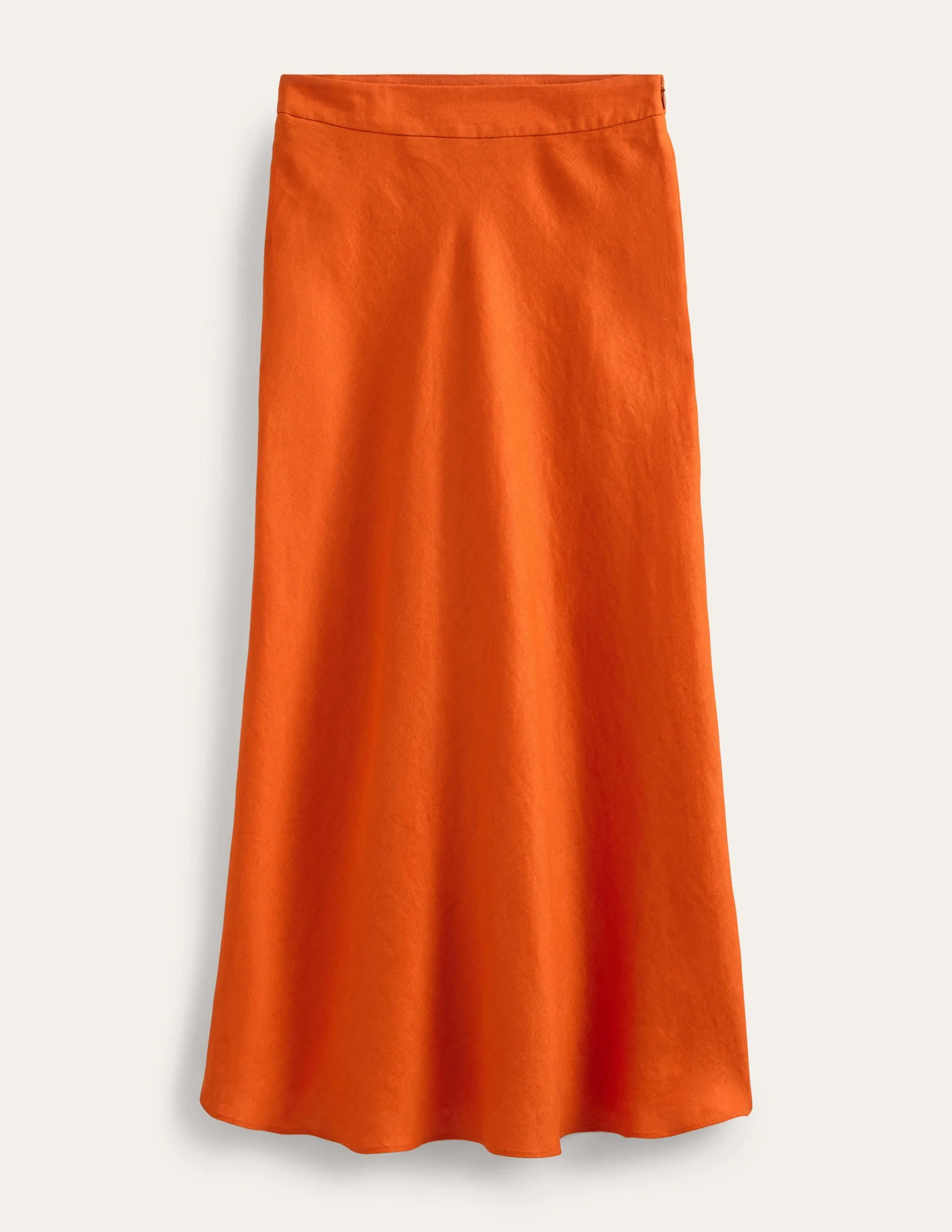 Bias Linen Midi Skirt-KUMQUAT