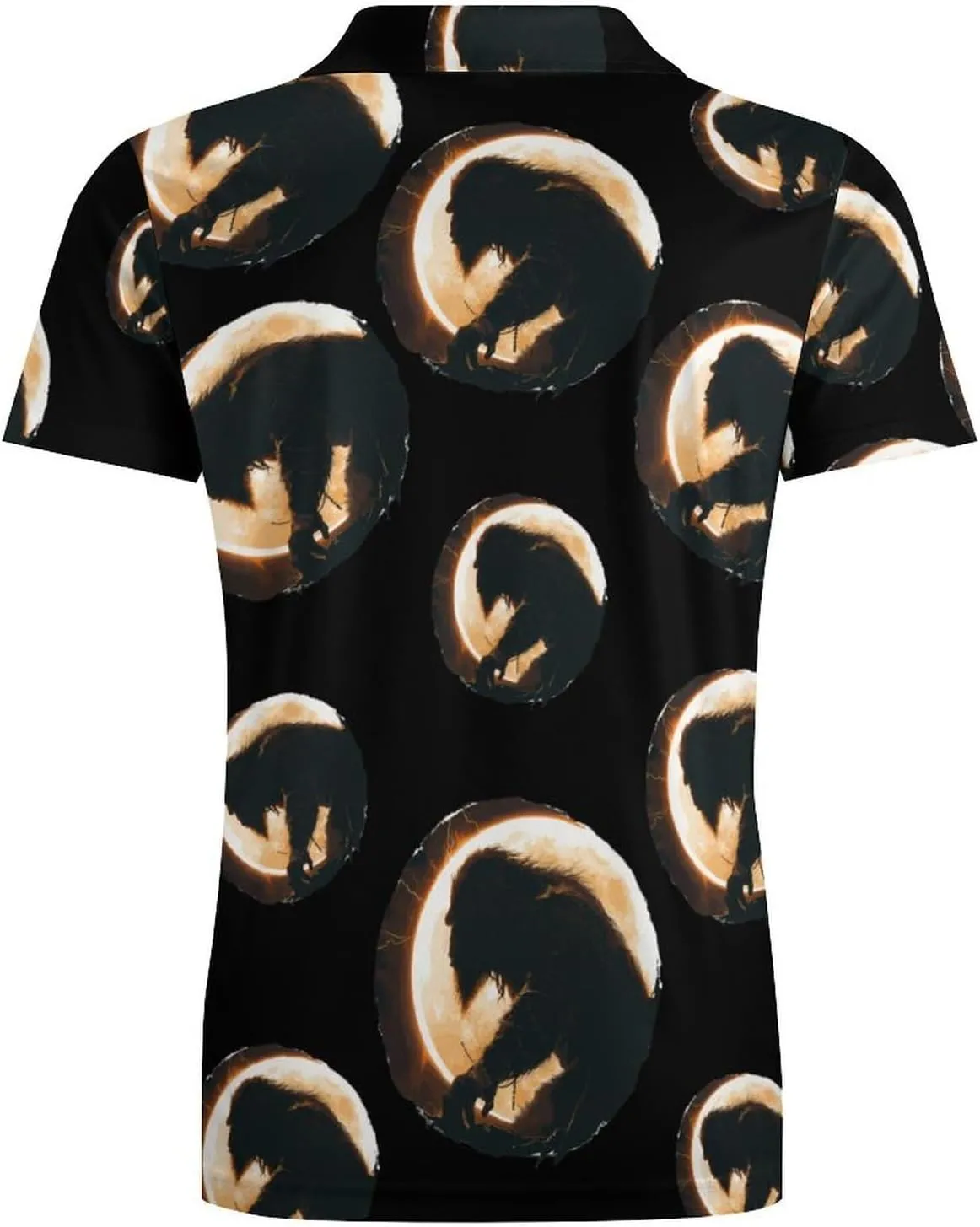 Bigfoot Total Solar Eclipse Men's Polo Shirt Short Sleeve Casual Athletic Quick Dry Golf T-Shirts