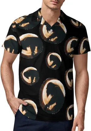 Bigfoot Total Solar Eclipse Men's Polo Shirt Short Sleeve Casual Athletic Quick Dry Golf T-Shirts
