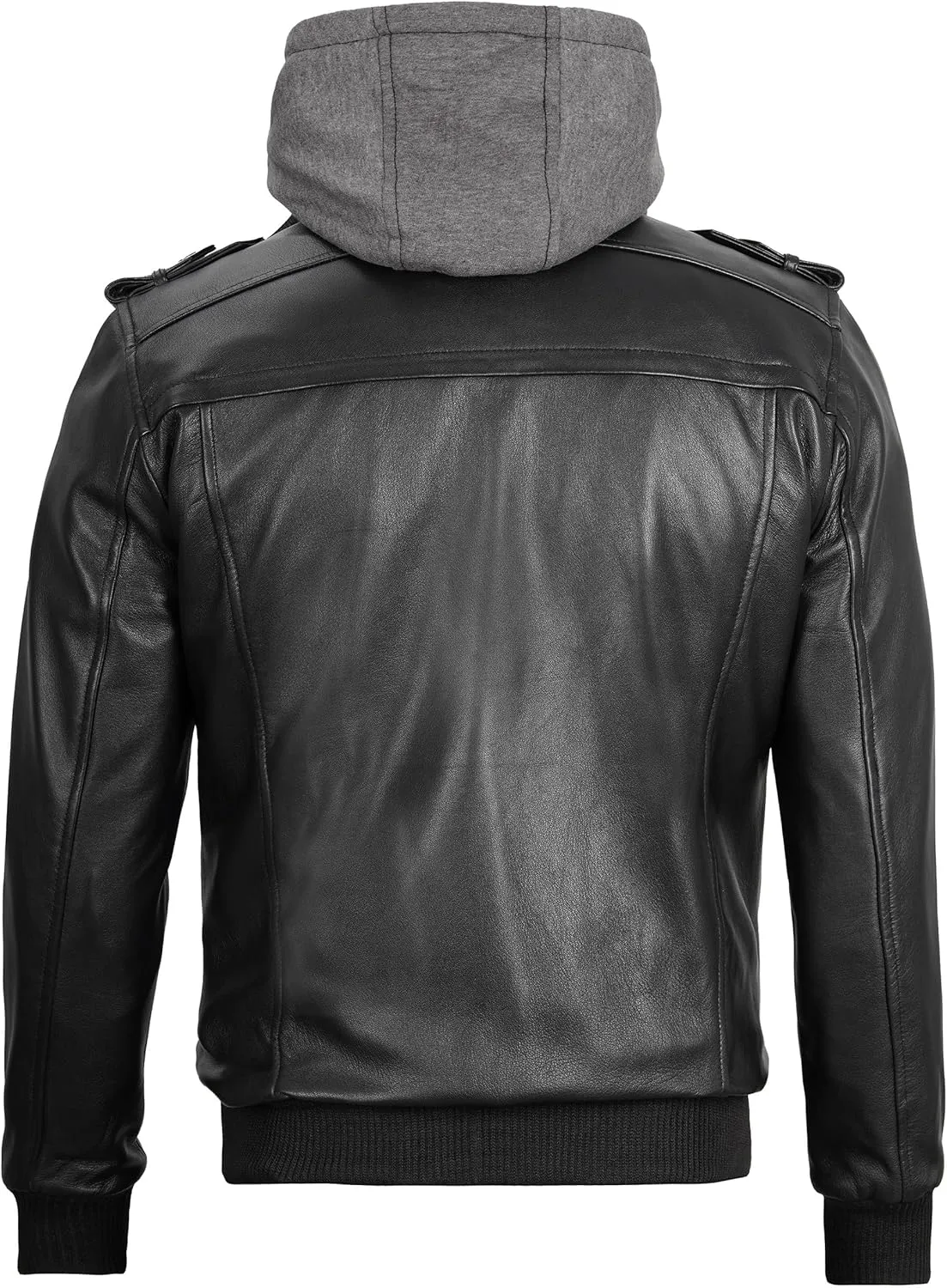 Blingsoul Mens Leather Jacket Removable Hooded Black Leather Jackets For Men