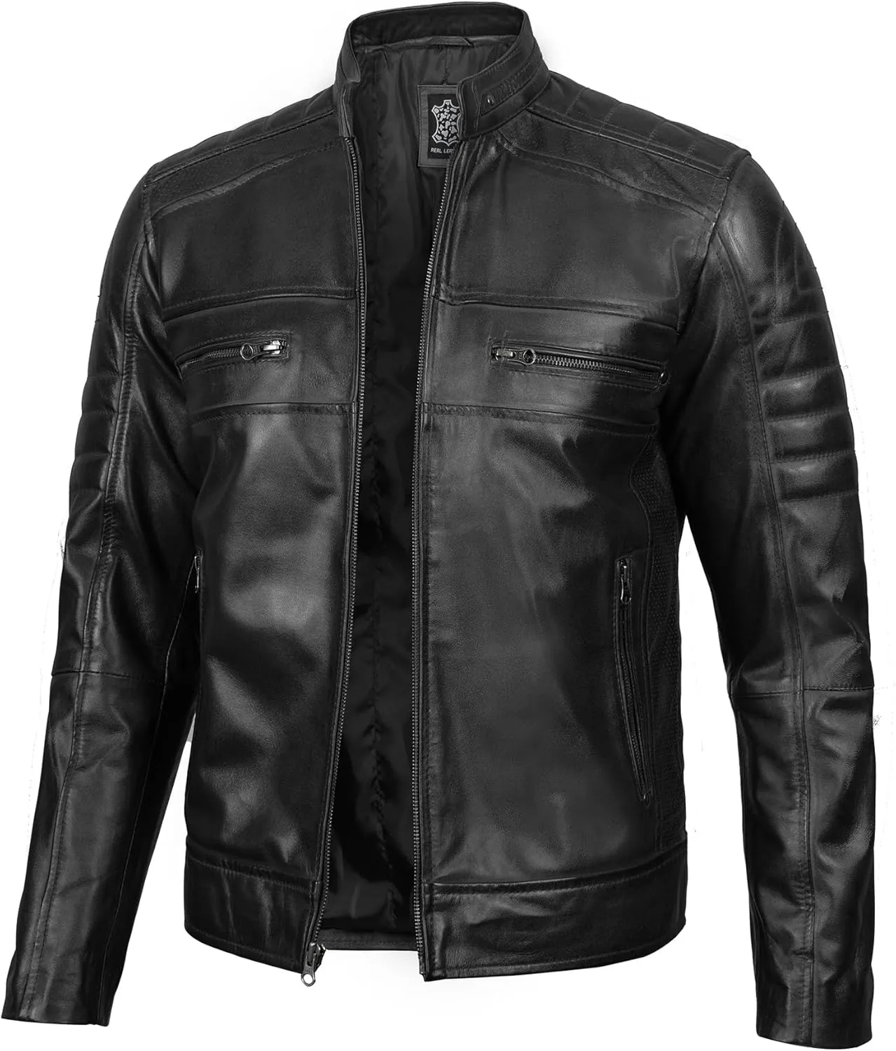 Blingsoul Real Lambskin Men's Leather Jackets - Cafe Racer Style Premium Leather Jacket Men