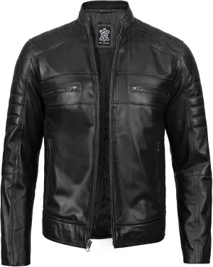 Blingsoul Real Lambskin Men's Leather Jackets - Cafe Racer Style Premium Leather Jacket Men