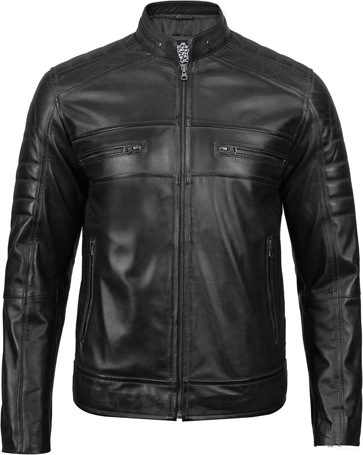 Blingsoul Real Lambskin Men's Leather Jackets - Cafe Racer Style Premium Leather Jacket Men