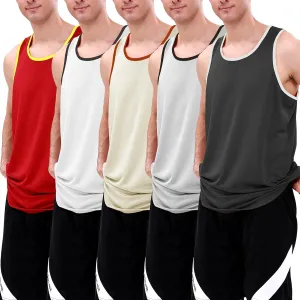 BOOMCOOL 5 Pack Men's Quick Dry Workout Tank Top Gym Muscle Tee Fitness Bodybuilding Sleeveless T Shirt Training