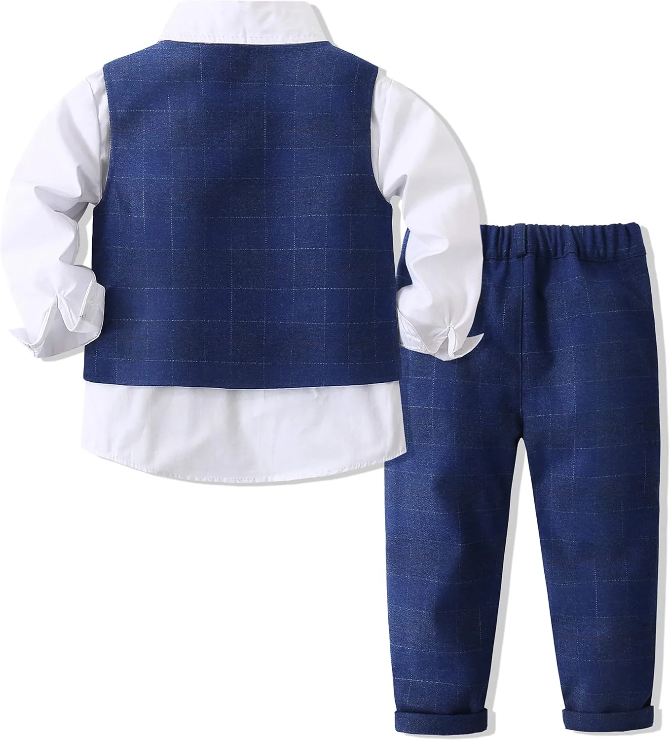 Boys 3Pcs Clothing Sets Long Sleeve Bowtie Shirts  Vest  Pants Casual Suit