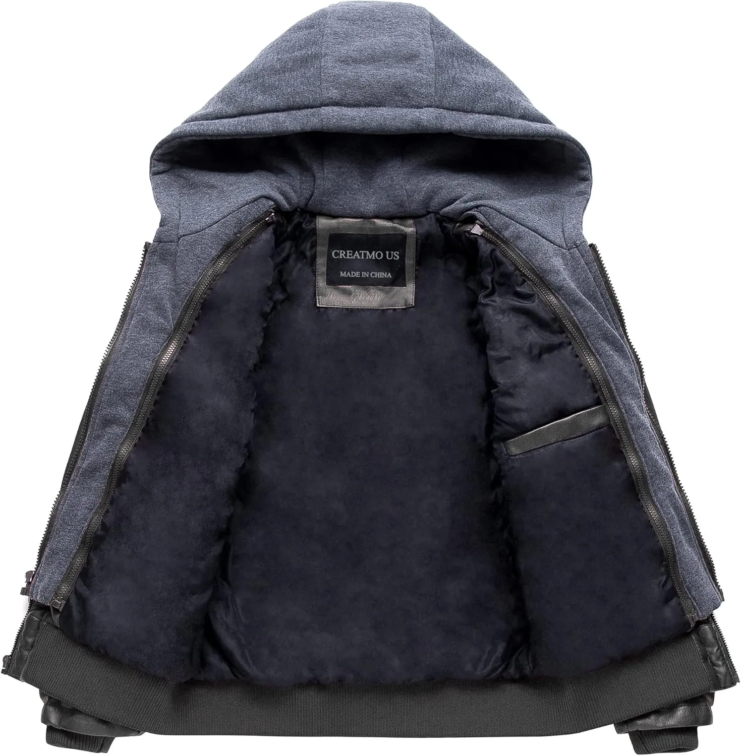 Boy's Faux Leather Jacket Windproof Warm Winter Coat Kids Bomber Outerwear Waterproof PU Motorcycle Jacket