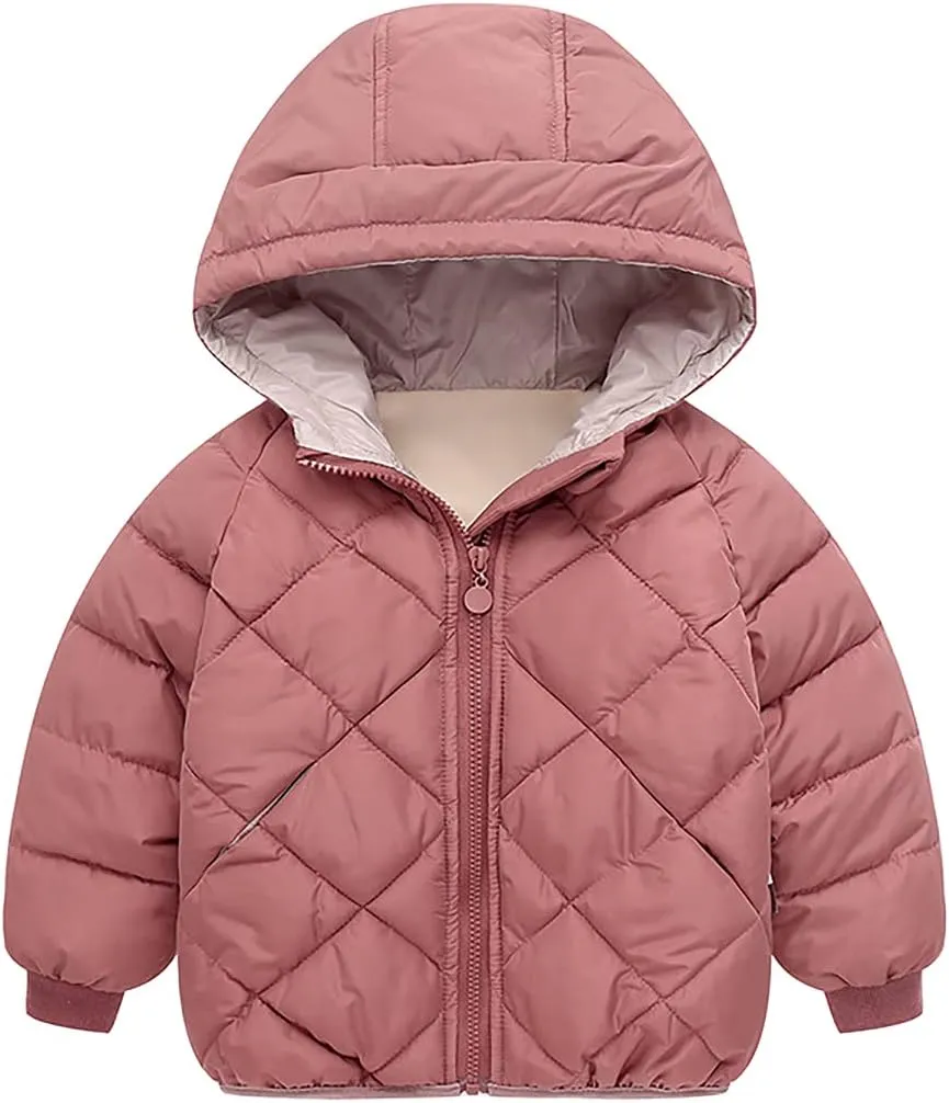 Boys Girls' Winter Coat Light Puffer Jacket Hooded Warm Down Coat Outwear Water-Resistant Packable Puffer Jacket Coat