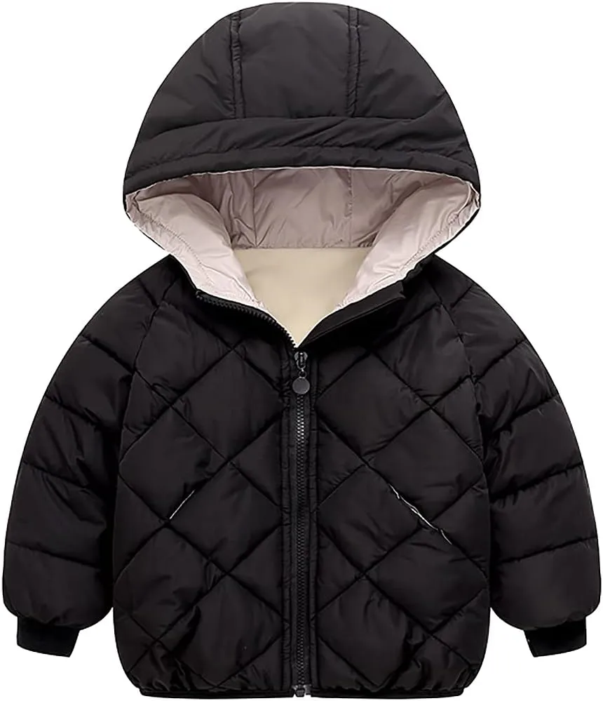 Boys Girls' Winter Coat Light Puffer Jacket Hooded Warm Down Coat Outwear Water-Resistant Packable Puffer Jacket Coat