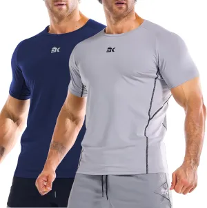 BROKIG Men's DiamondGrid Workout Gym Shirt-Breathable Short Sleeve Muscle Tee,Quick Dry Crewneck Top for Bodybuilding
