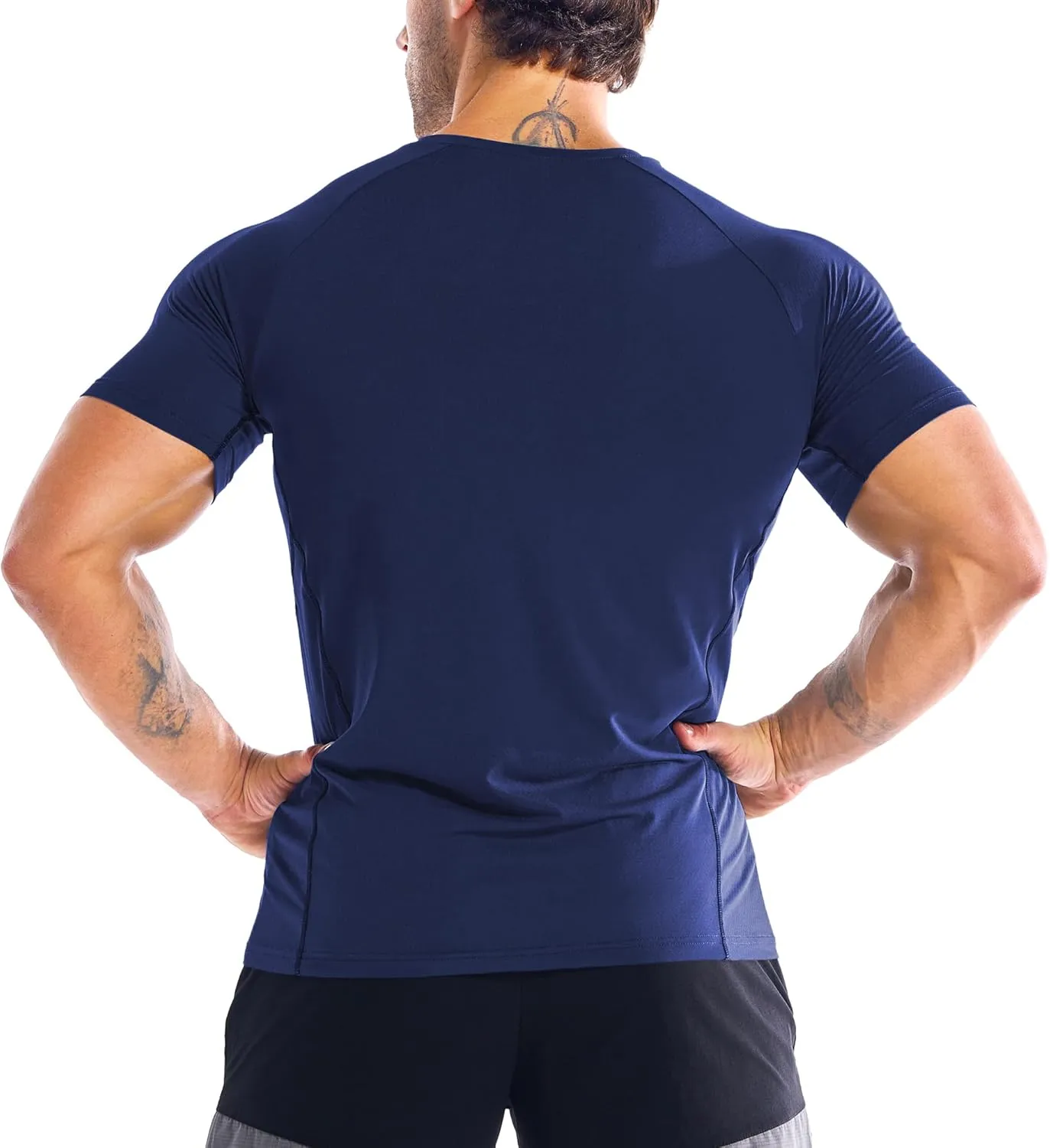 BROKIG Men's DiamondGrid Workout Gym Shirt-Breathable Short Sleeve Muscle Tee,Quick Dry Crewneck Top for Bodybuilding