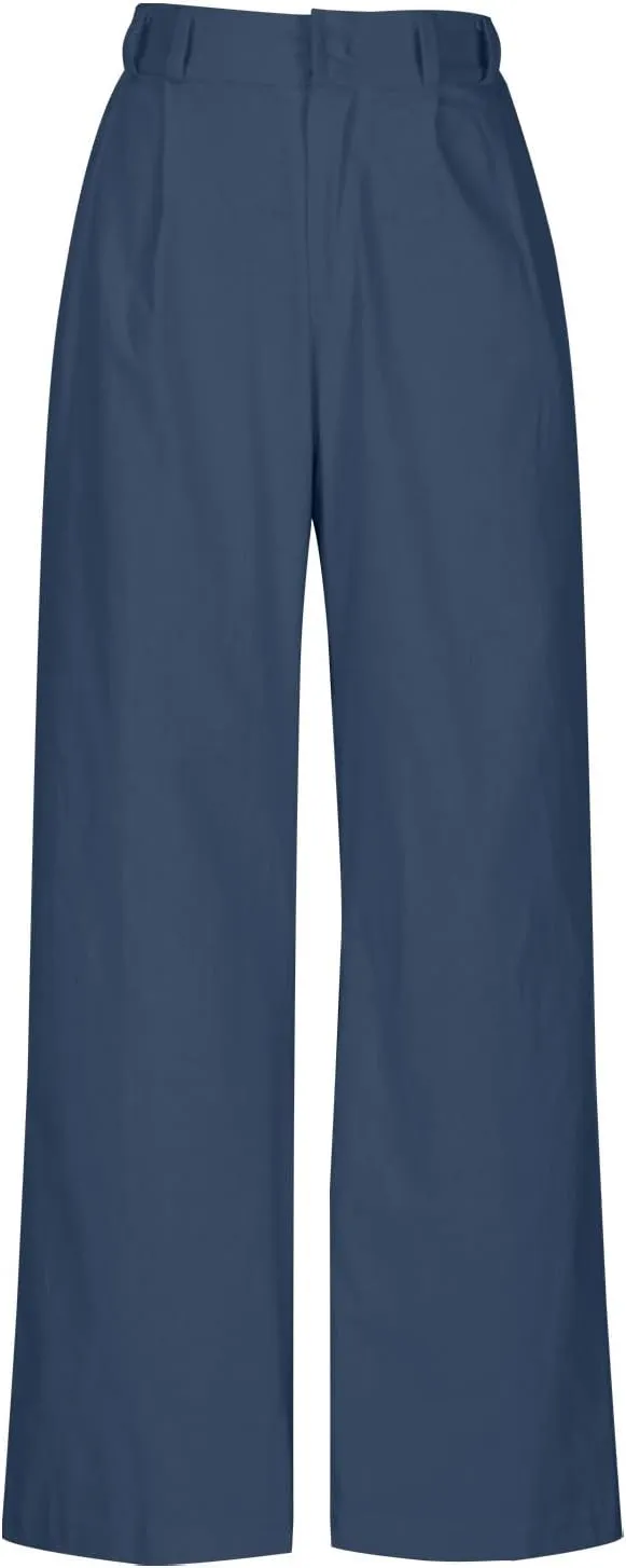 Business Casual Palazzo Pants for Women Wed Leg Linen Capri Pant Spring Summer Lounge Trouser Flowy Beach Pants Slacks