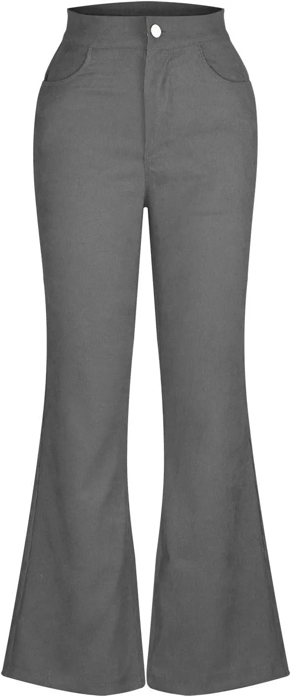 Business Casual Pants for Women Trendy Elastic High Waist Flare Pant Elegant Sexy Solid Slim Fit Trousers with Pocket