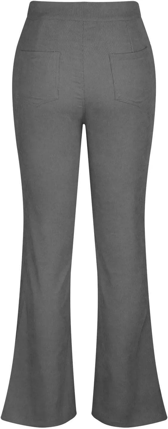 Business Casual Pants for Women Trendy Elastic High Waist Flare Pant Elegant Sexy Solid Slim Fit Trousers with Pocket