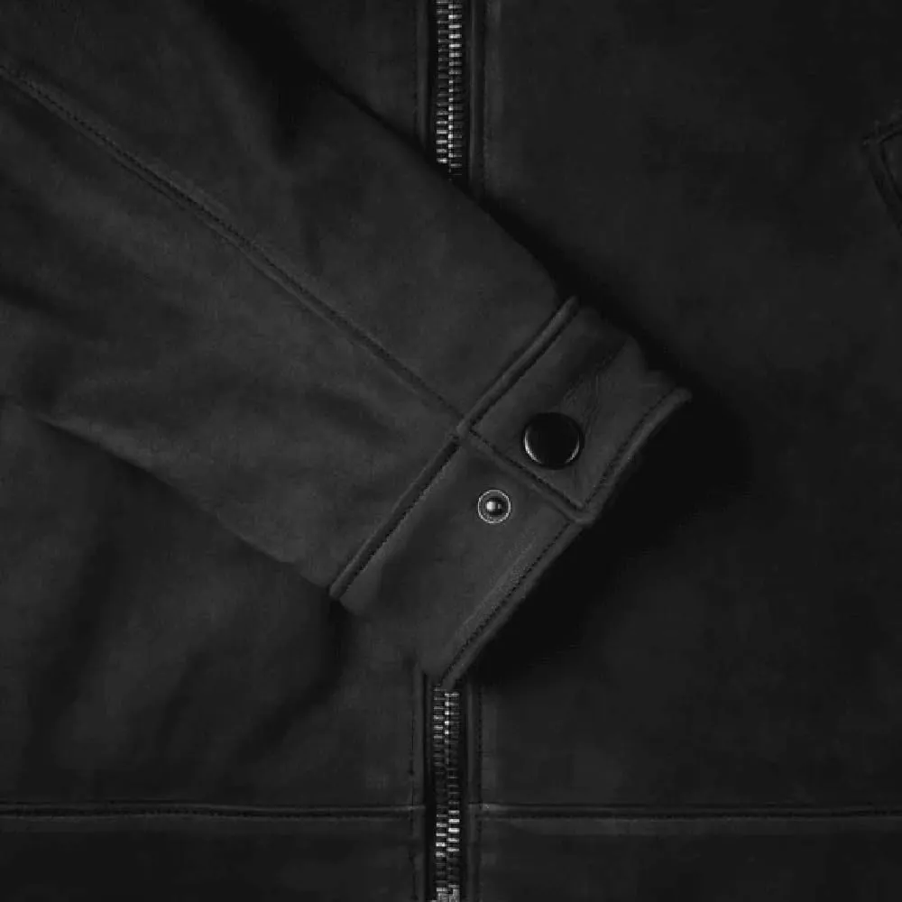 Caf Racer Lambskin Leather Jacket Men Round Collar Men's Casual Real Leather Motorcycle Biker Jacket