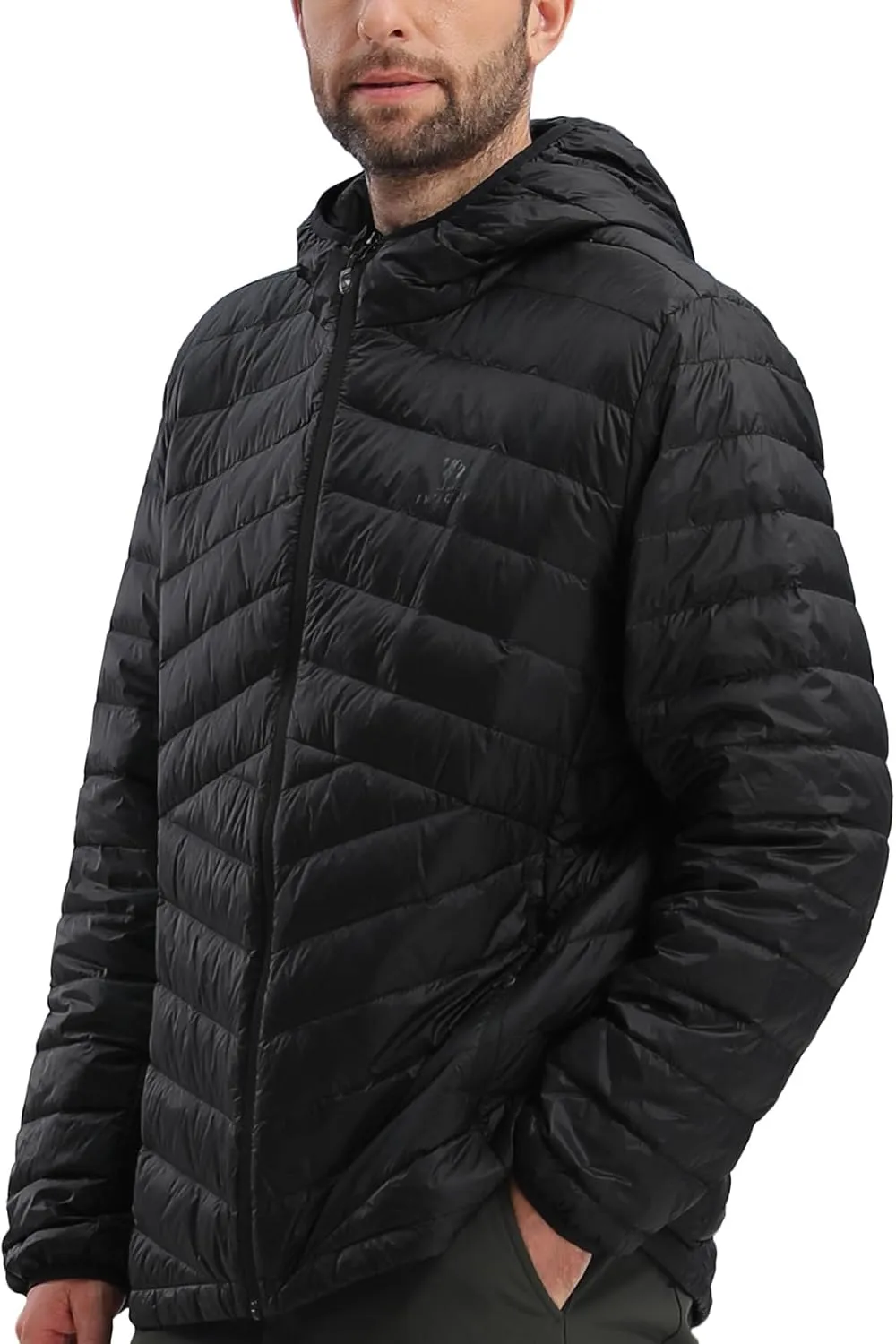 CAMEL CROWN Men's Packable Down Jacket Hooded Lightweight Puffer Insulated Coat for Travel Outdoor Hiking