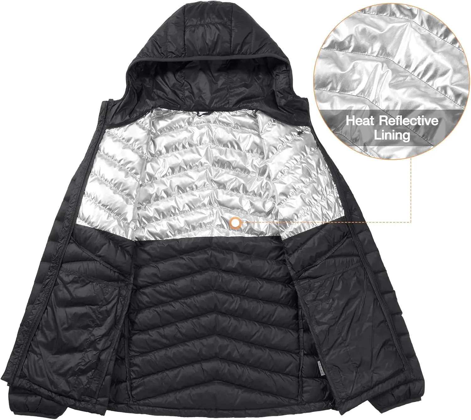 CAMEL CROWN Men's Packable Down Jacket Hooded Lightweight Puffer Insulated Coat for Travel Outdoor Hiking