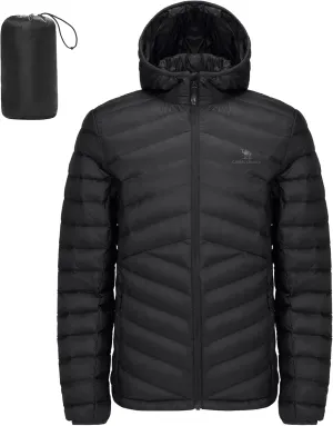 CAMEL CROWN Men's Packable Down Jacket Hooded Lightweight Puffer Insulated Coat for Travel Outdoor Hiking