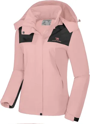 CAMELSPORTS Women's Rain Jacket Waterproof Hooded Windbreaker Windproof Lightweight Shell Raincoat for Outdoor Hiking