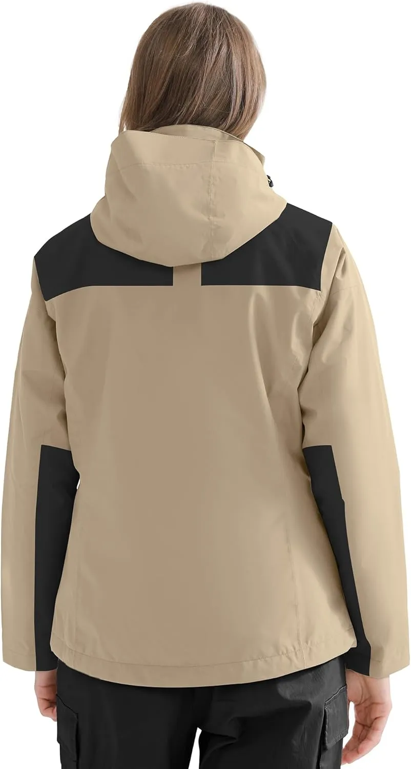 CAMELSPORTS Women's Rain Jacket Waterproof Hooded Windbreaker Windproof Lightweight Shell Raincoat for Outdoor Hiking