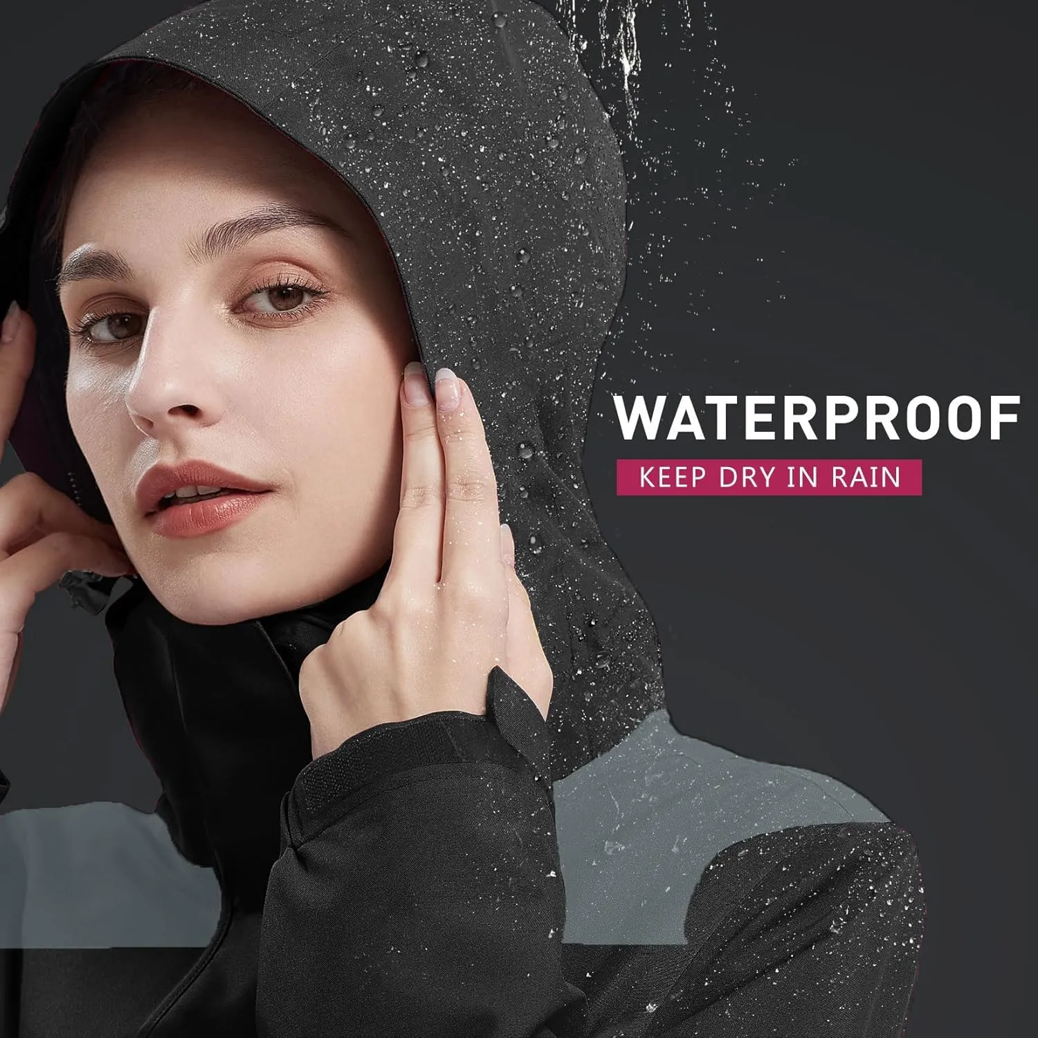 CAMELSPORTS Women's Rain Jacket Waterproof Hooded Windbreaker Windproof Lightweight Shell Raincoat for Outdoor Hiking