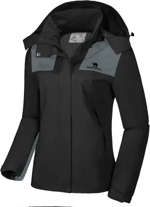 CAMELSPORTS Women's Rain Jacket Waterproof Hooded Windbreaker Windproof Lightweight Shell Raincoat for Outdoor Hiking