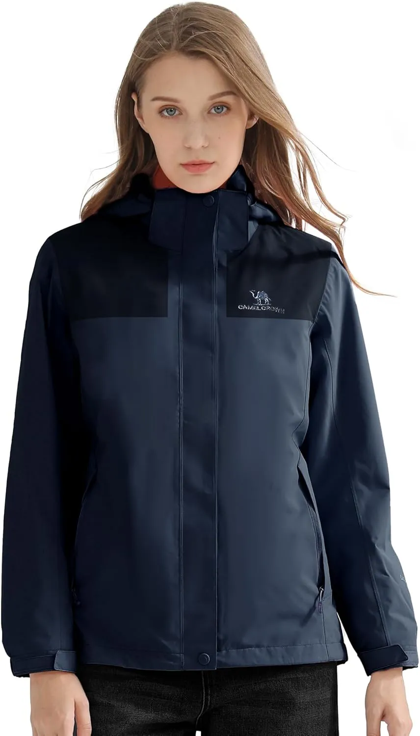 CAMELSPORTS Women's Rain Jacket Waterproof Hooded Windbreaker Windproof Lightweight Shell Raincoat for Outdoor Hiking