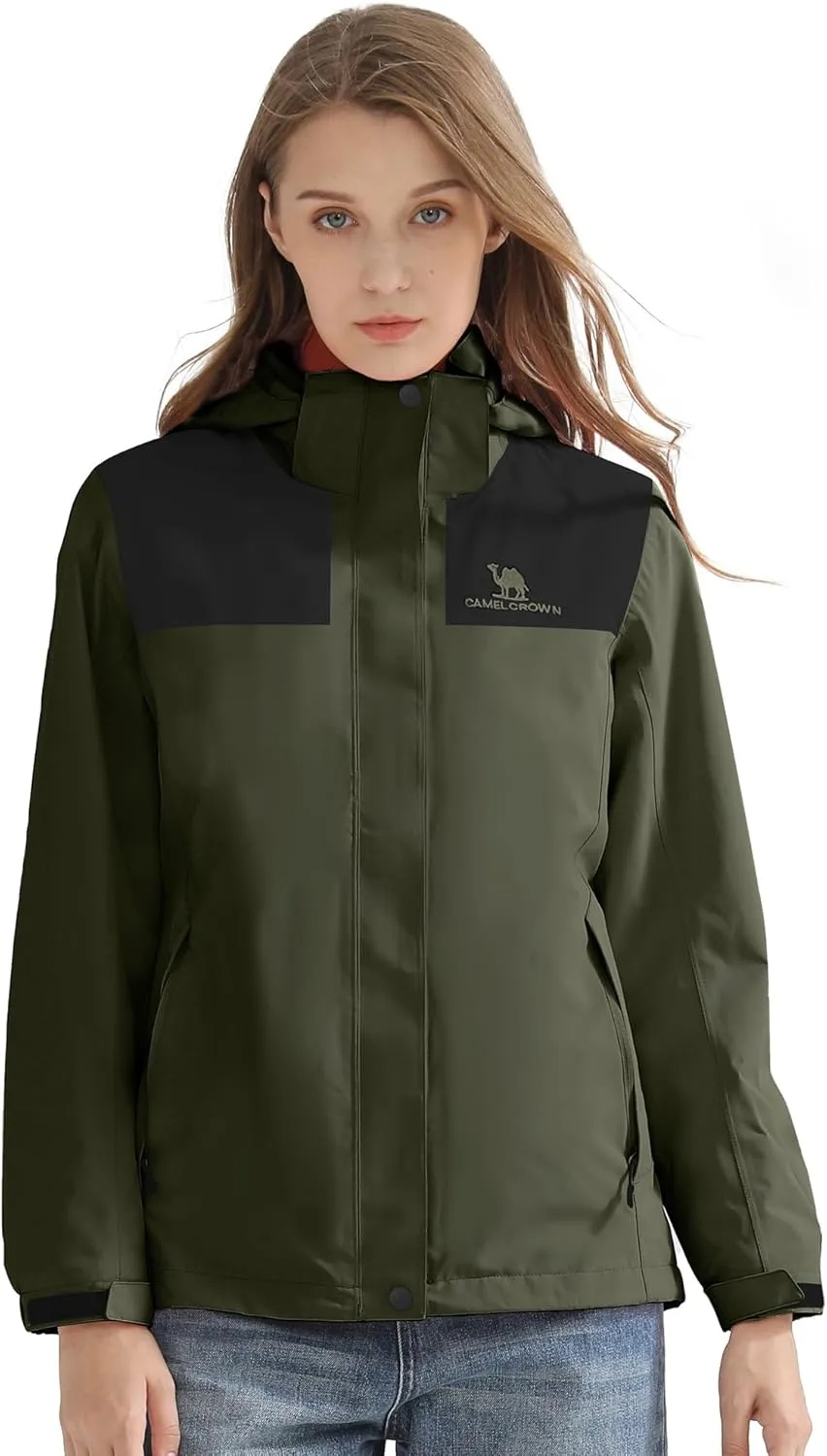 CAMELSPORTS Women's Rain Jacket Waterproof Hooded Windbreaker Windproof Lightweight Shell Raincoat for Outdoor Hiking