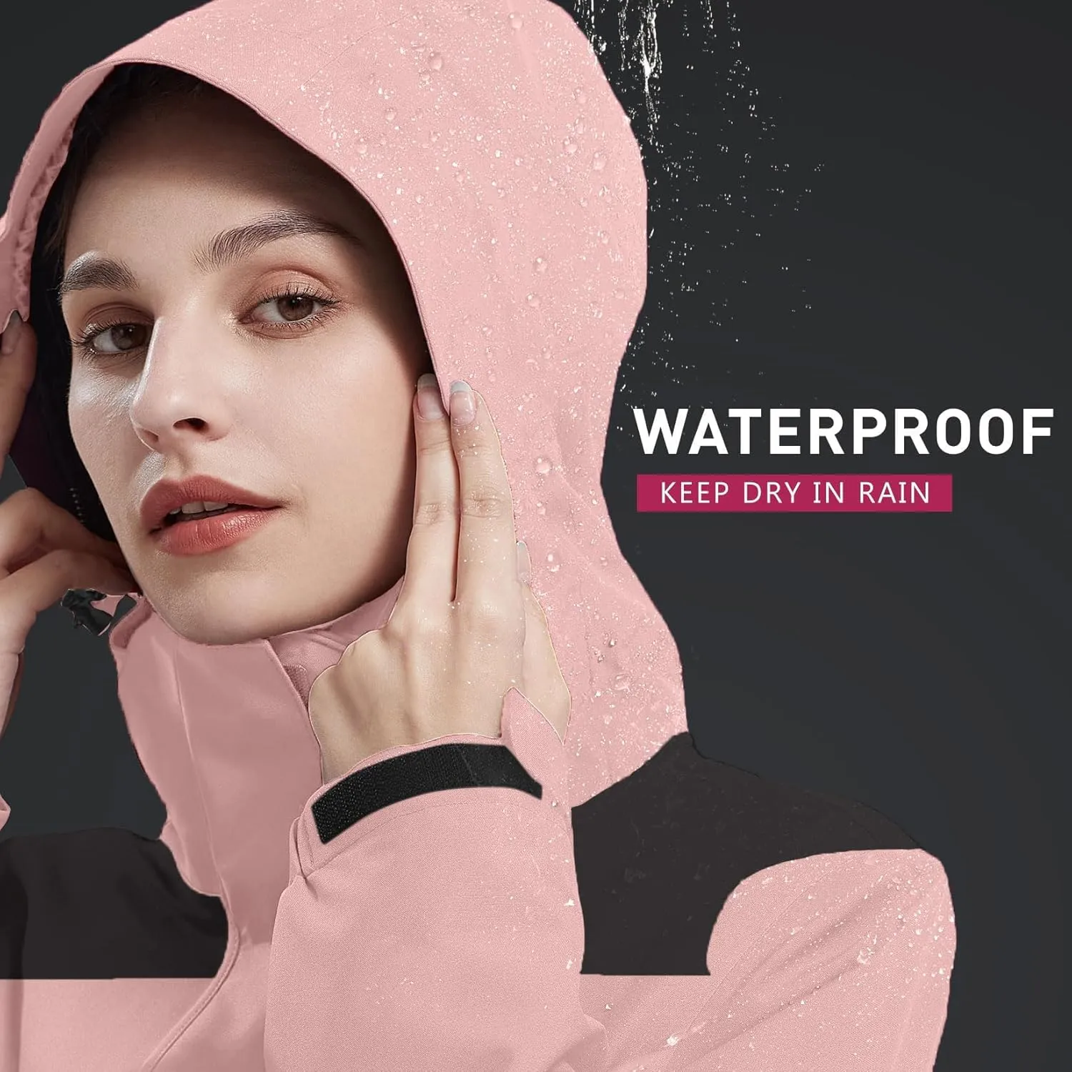 CAMELSPORTS Women's Rain Jacket Waterproof Hooded Windbreaker Windproof Lightweight Shell Raincoat for Outdoor Hiking