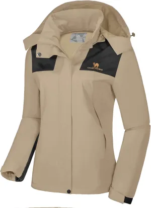 CAMELSPORTS Women's Rain Jacket Waterproof Hooded Windbreaker Windproof Lightweight Shell Raincoat for Outdoor Hiking